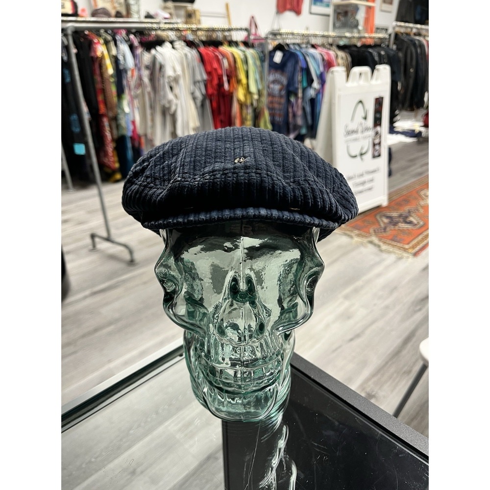 Vintage Conte De Florence Navy Blue Corduroy Beretta Newsboy Cap